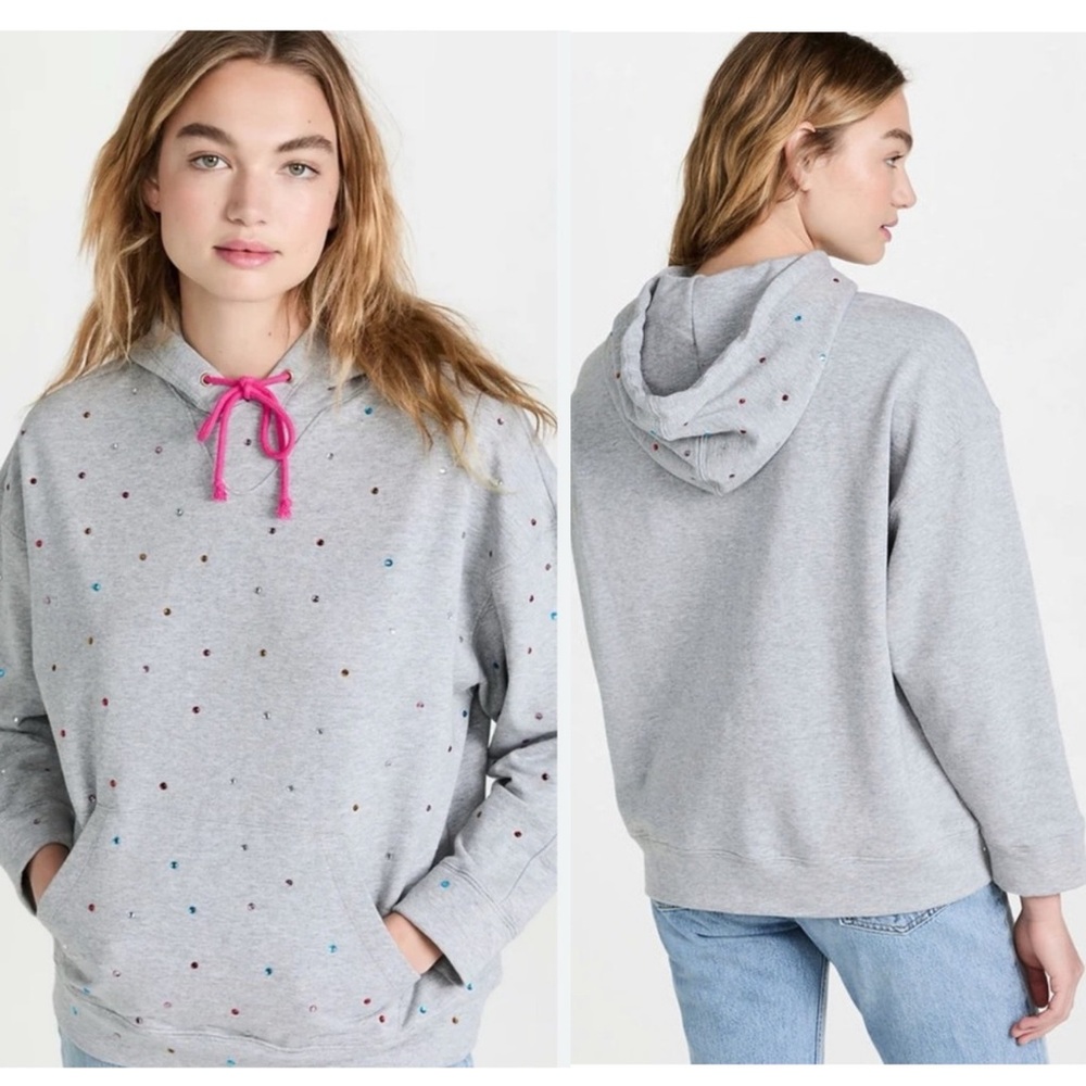 NEW Terez Gray Gemstone Hoodie Sweatshirt Small